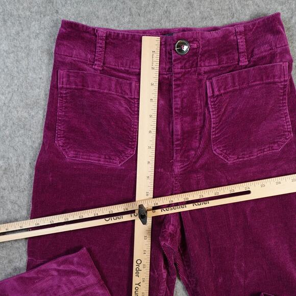 Anthropologie Maeve Pants Womens 28 Colette Cropped Wide Leg Corduroy Pink - Picture 4 of 10